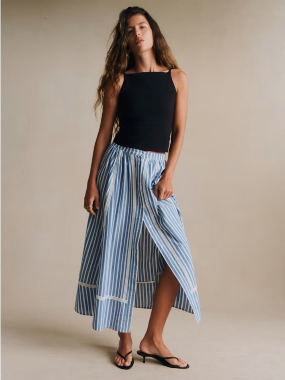 Sezane Nikita Skirt in Blue and White, Size 4
